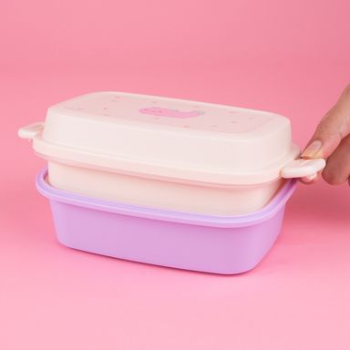 Taper para alimentos de doble capa coleccion axolotl story 980 ml -  Miniso
