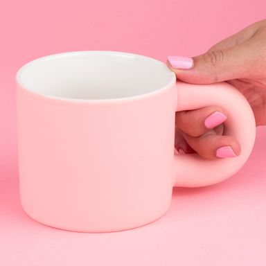 Taza de cerámica de color solido con asa grande 290 ml rosa -  Miniso