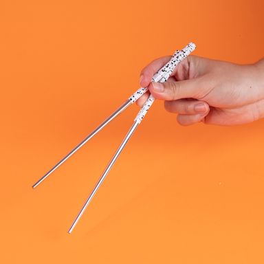 Palillos de mesa de acero inoxidable con lunares 2.0 blanco -  Miniso