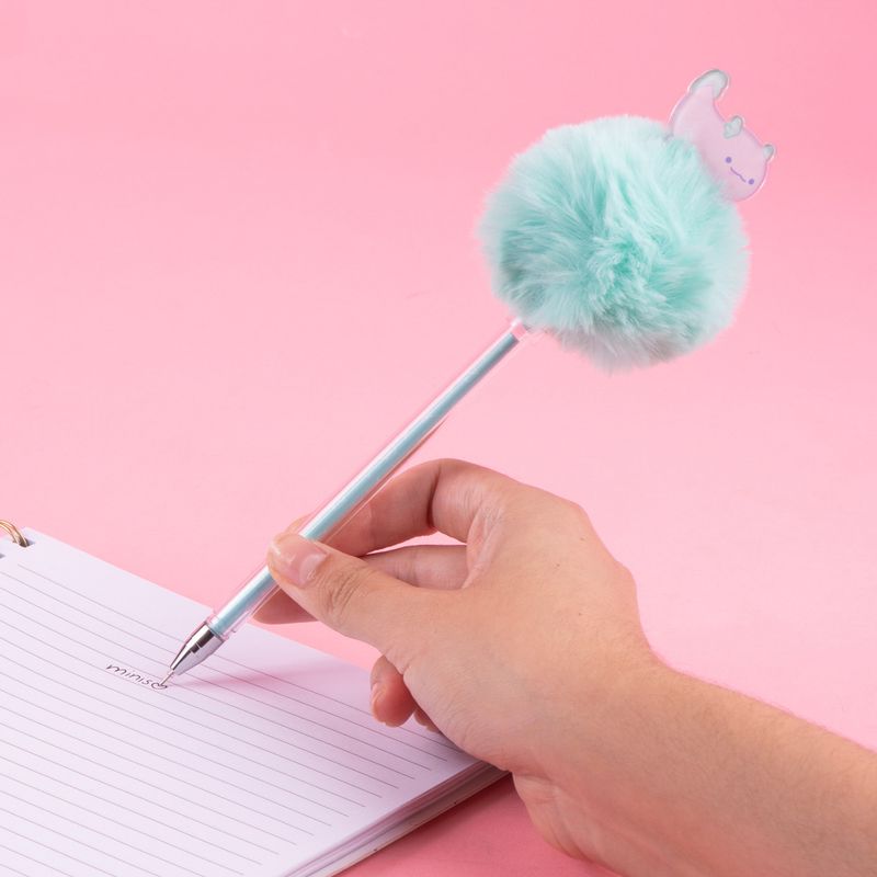 Lapicero-de-gel-con-pompom-0-5-mm-negro-verde-serie-salamandra-story-Miniso-2-21140