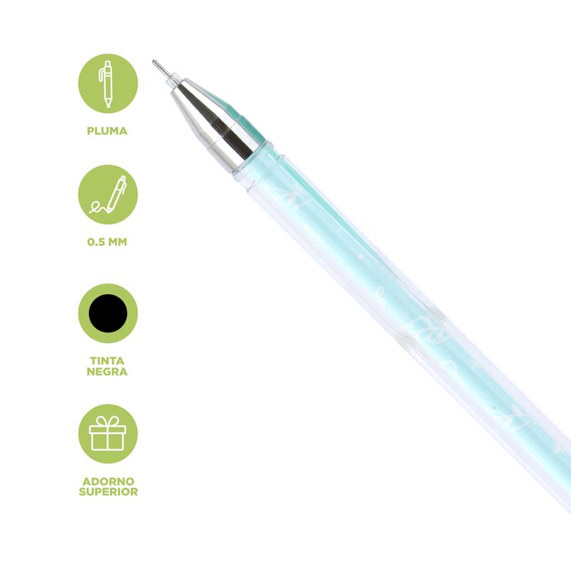 Lapicero-de-gel-con-pompom-0-5-mm-negro-verde-serie-salamandra-story-Miniso-4-21140