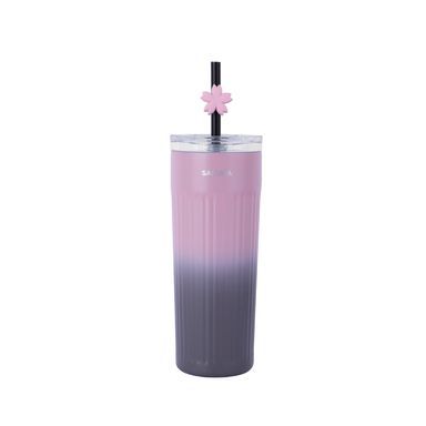 Tomatodo de acero colección blooming night con sorbete 550 ml negro y rosa -  Miniso
