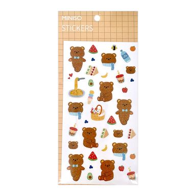 Stickers serie animal osito marrón 10x22cm serie miniso -  Miniso