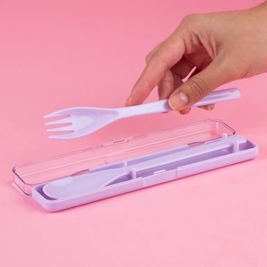 Juego de cubiertos portátil colorido púrpura -  Miniso