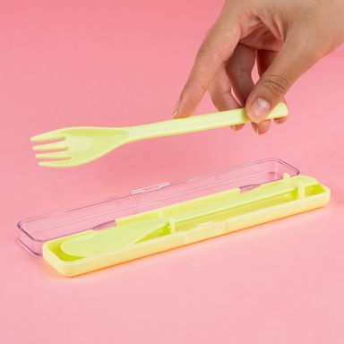 Juego de cubiertos portátil colorido amarillo con estuche -  Miniso