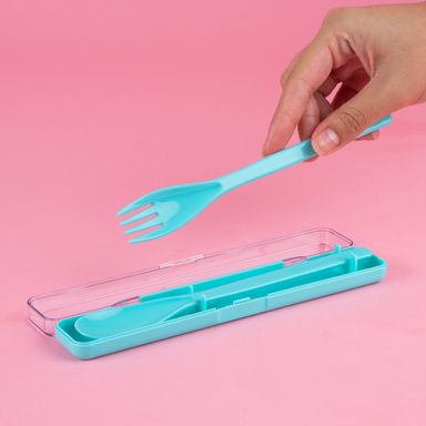 Juego de cubiertos portátil colorido verde con estuche -  Miniso