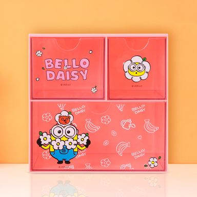 Organizador de plástico caja de almacenamiento de 3 rejillas de la colección daisy minions -  Minions