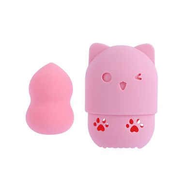 Set de esponjas de maquillaje gatitos con estuche de silicona -  Miniso