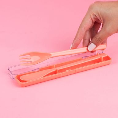 Juego de cubiertos portátil colorido naranja -  Miniso