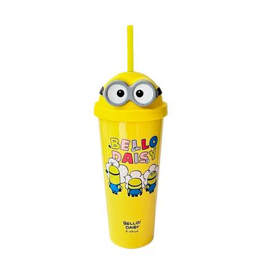Tomatodo de plástico con sorbete colección daisy minions 640 ml amarillo -  Minions
