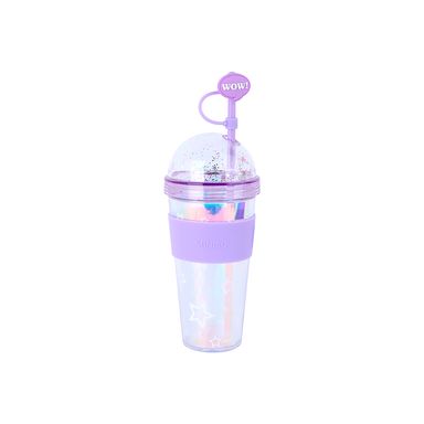 Tomatodo de plástico de doble pared serie holográfica con sorbete 420 ml púrpura -  Miniso