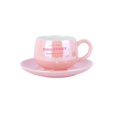 Taza de cerámica serie holográfica con posavasos 220 ml rosa -  Miniso