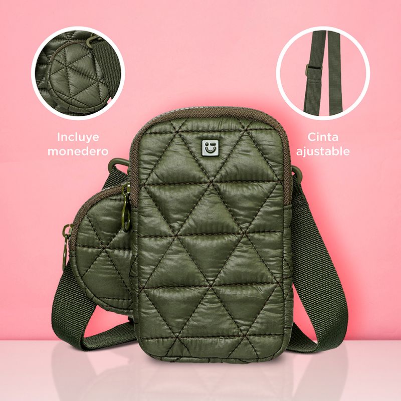 Bolso-porta-celular-con-accesorio-monedero-miniso-serie-nylon-acolchado-triangulos-verde-militar-Miniso-6-21872