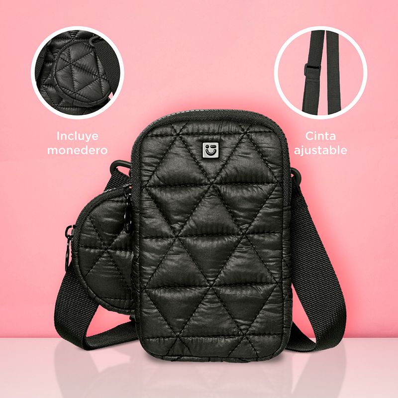 Bolso-porta-celular-con-accesorio-monedero-miniso-serie-nylon-acolchado-triangulos-verde-militar-Miniso-6-21873