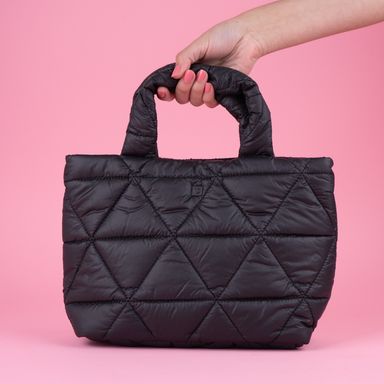 Bolso tote miniso serie nylon acolchado triangulos negro -  Miniso