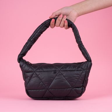 Bolso hobo miniso serie nylon acolchado triangulos negro -  Miniso