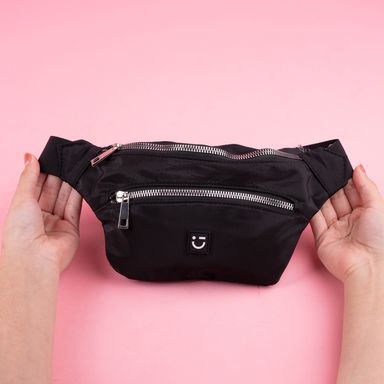 Bolso estilo cangurera miniso colección nature basico negro -  Miniso