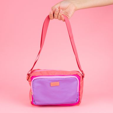 Bolso crossbody miniso serie bloques de color rosa -  Miniso