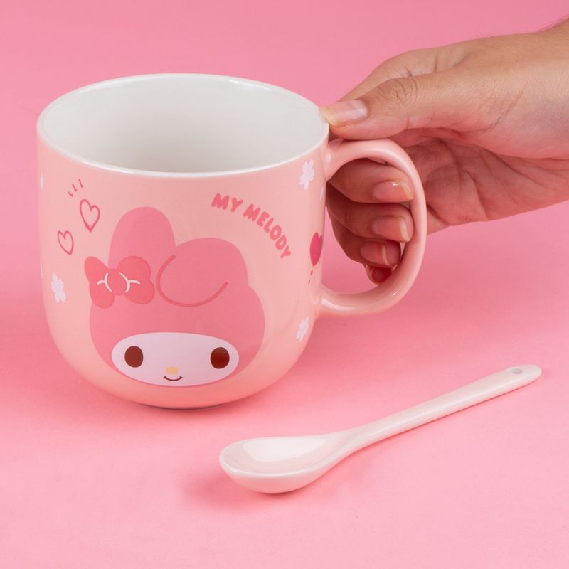 Taza-de-cer-mica-con-cuchara-en-relieve-de-personajes-de-sanrio-450-ml-my-melody-rosa-Sanrio-2-21959