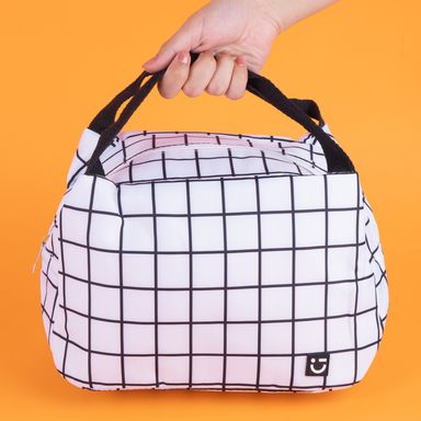 Lonchera miniso serie geométrico cuadros blanco -  Miniso