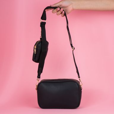 Bolso crossbody y monedero 2 en 1 miniso tipo piel texturizado negro -  Miniso