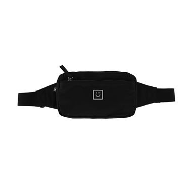 Bolso estilo cangurera miniso serie black & white nylon negro -  Miniso