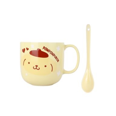 Taza de cerámica con cuchara en relieve de personajes de sanrio 450 ml pompompurin amarillo -  Sanrio