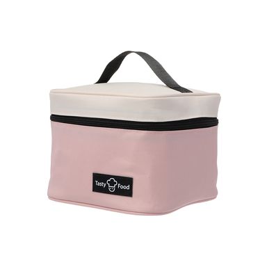 Lonchera miniso bloques de color serie mousse cuadrada rosa y blanco -  Miniso