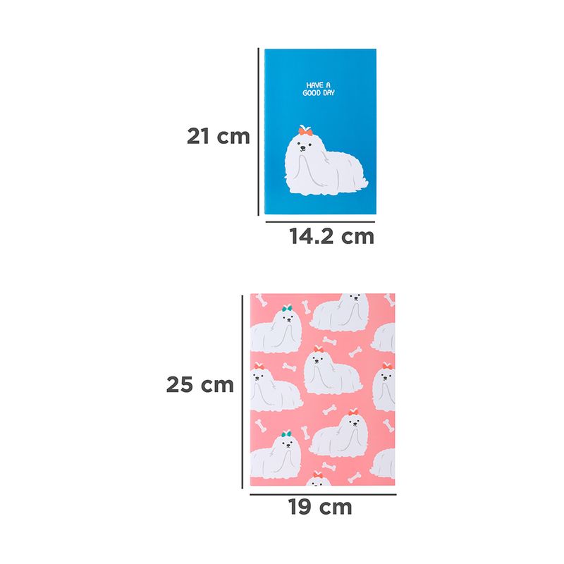 Libretas-y-cuadernos-set-con-puntadas-stick-b5-y-a5-2x28-hojas-19cm-serie-puppy-Puppy-4-17878