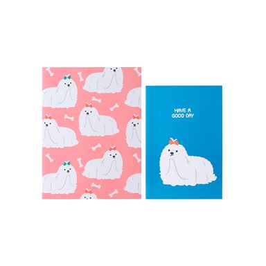 Libretas y cuadernos set con puntadas stick b5 y a5 2x28 hojas 19cm serie puppy -  Puppy