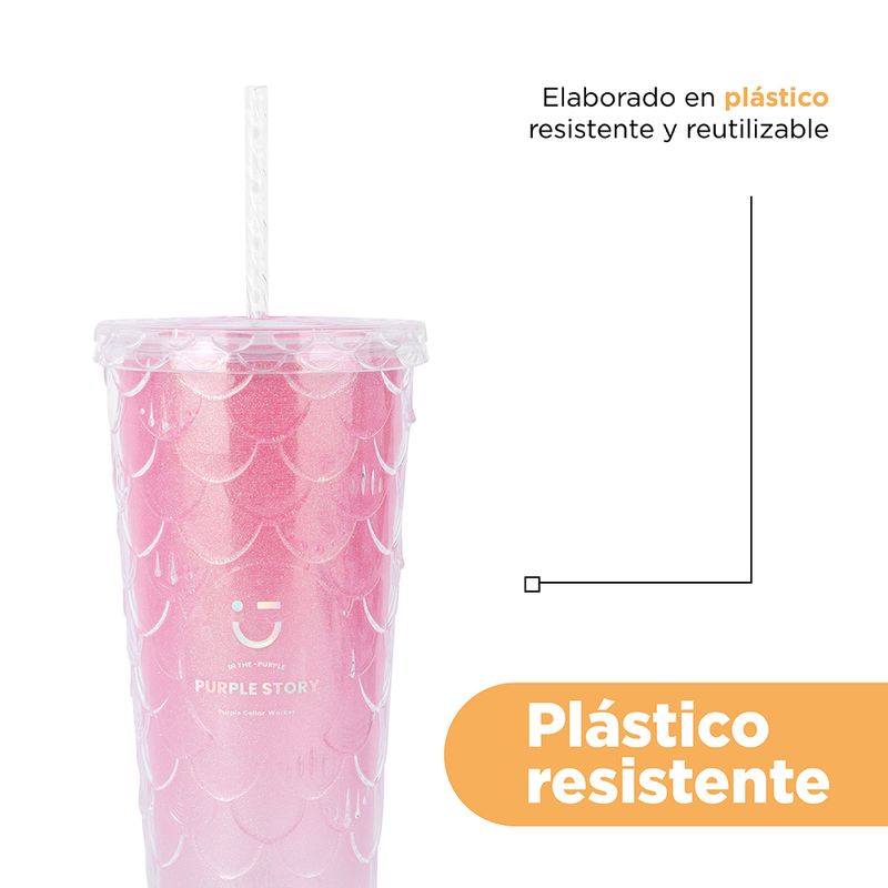 Vaso-de-pl-stico-con-dise-o-de-escamas-de-pescado-serie-hologr-fica-700-ml-rosa-Miniso-6-22073