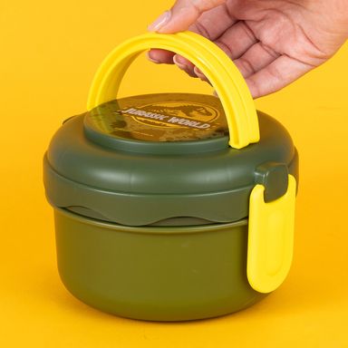 Contenedor para alimentos fiambrera redonda de doble capa jurassic world 1100 ml verde -  Jurassic World
