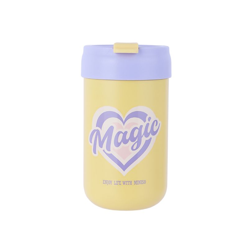 Termo-botella-aislante-serie-letters-con-tapa-abatible-400-ml-beige-Miniso-1-20958