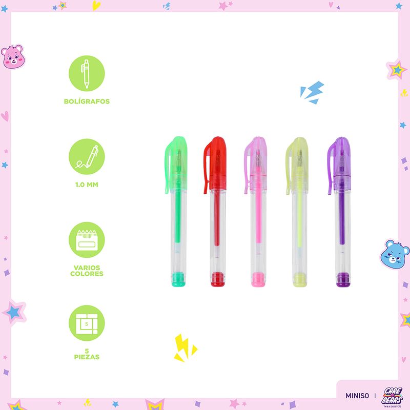 Lapicero-set-de-gel-de-5-unidades-con-estuche-pdq-11cm-serie-care-bears-Care-Bears-3-22498