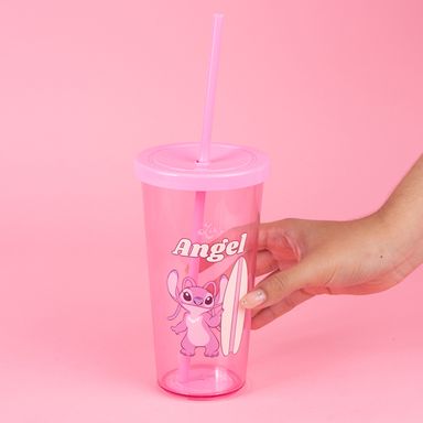 Vaso de plástico disney lilo & stitch collection con sorbete 600 ml angel rosa -  Lilo & Stitch