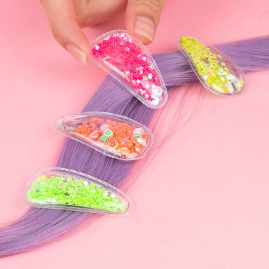 Set de broches para cabello serie fairy tale transparente triangulo confetti estrellas 4 pzas -  Miniso