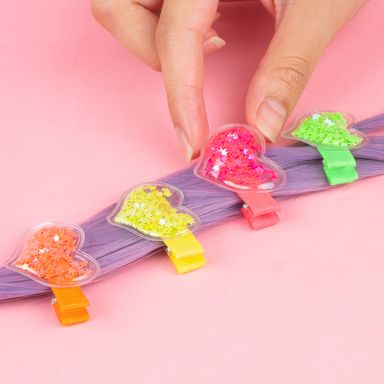 Set de broches para cabello miniso serie fairy tale transparente corazón confetti estrellas 4 pzas -  Miniso