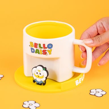 Taza de cerámica con posavasos de dibujos animados de la colección daisy minions 450 ml amarillo -  Minions