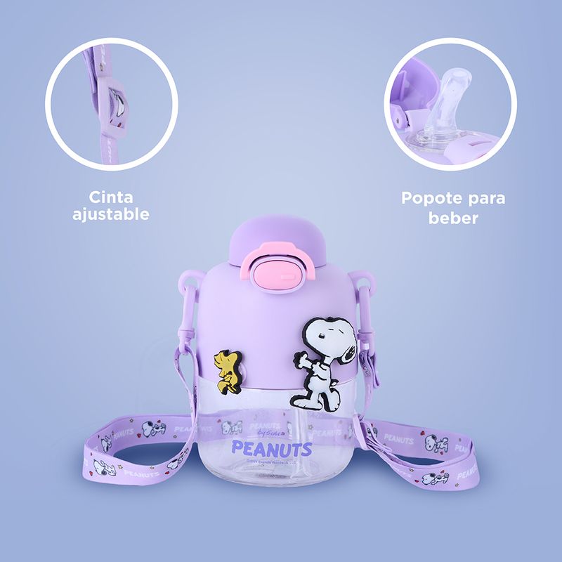 Tomatodo-de-pl-stico-con-correa-y-tapa-abatible-550-ml-p-rpura-serie-snoopy-Snoopy-5-22873
