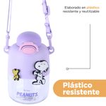 Tomatodo-de-pl-stico-con-correa-y-tapa-abatible-550-ml-p-rpura-serie-snoopy-Snoopy-6-22873