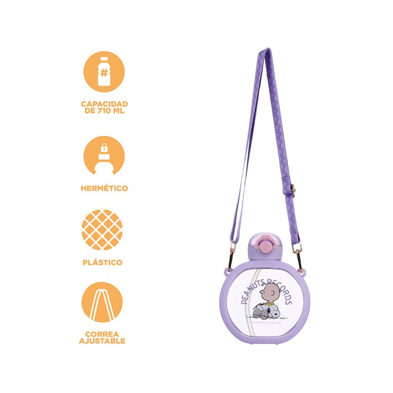 Tomatodo-de-pl-stico-con-correa-y-tapa-abatible-automatica-710-ml-purpura-serie-snoopy-Snoopy-4-22877