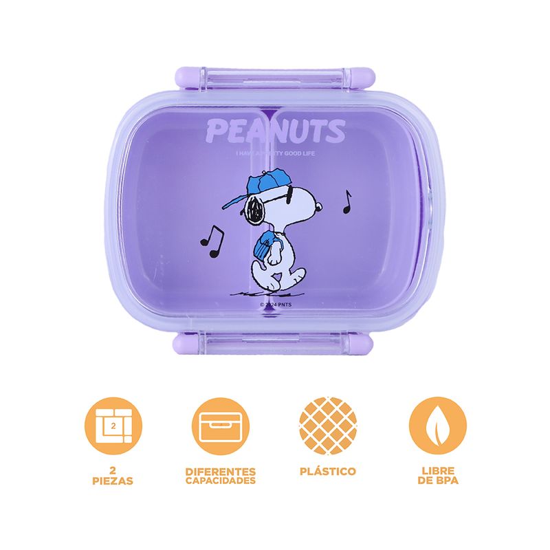 Taper-bento-box-y-botella-de-agua-vida-colorida-serie-snoopy-color-morado-Snoopy-4-22932