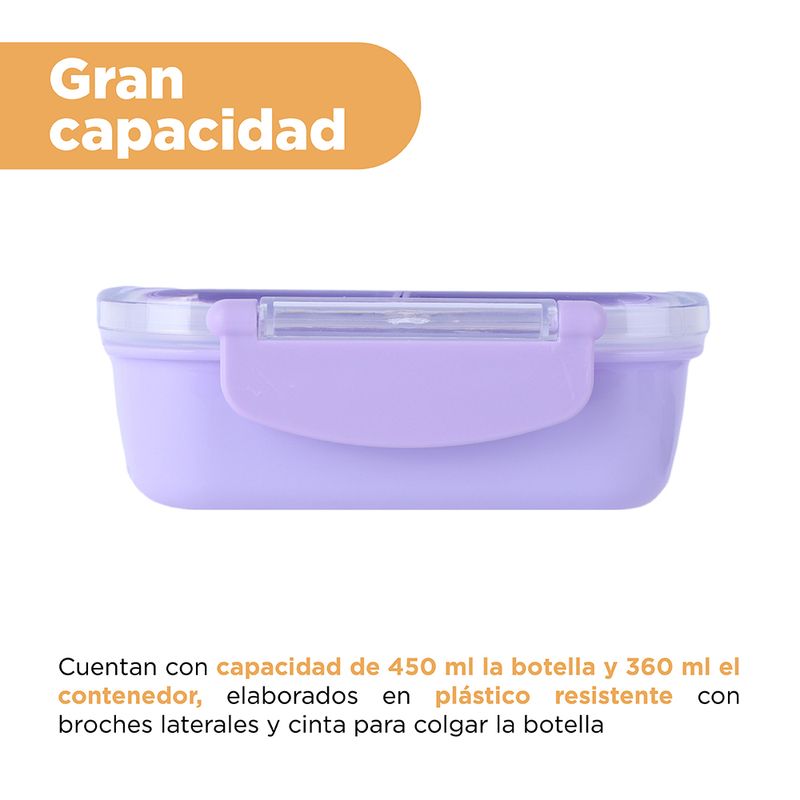Taper-bento-box-y-botella-de-agua-vida-colorida-serie-snoopy-color-morado-Snoopy-5-22932