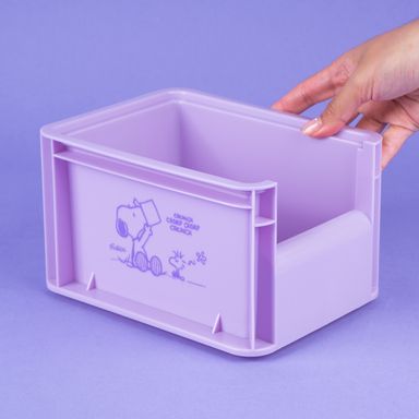 Organizador de plástico de almacenamiento pequeño apilable sin tapa purpura serie snoopy -  Snoopy