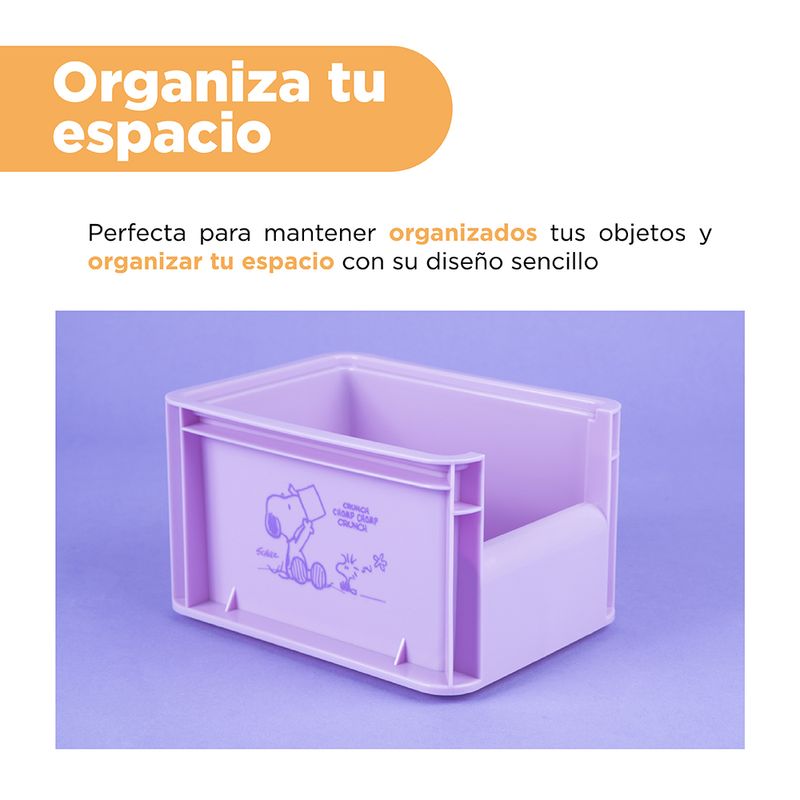 Organizador-de-pl-stico-de-almacenamiento-peque-o-apilable-sin-tapa-purpura-serie-snoopy-Snoopy-5-22936