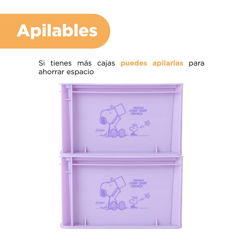 Organizador-de-pl-stico-de-almacenamiento-peque-o-apilable-sin-tapa-purpura-serie-snoopy-Snoopy-6-22936