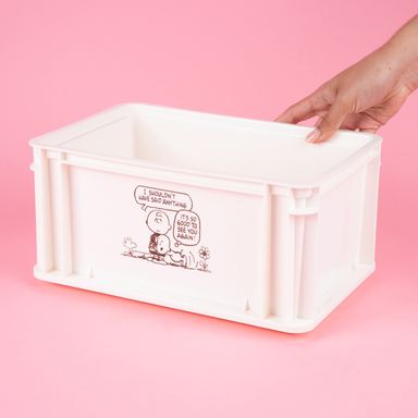 Organizador de plástico de almacenamiento grande apilable sin tapa blanco serie snoopy -  Snoopy