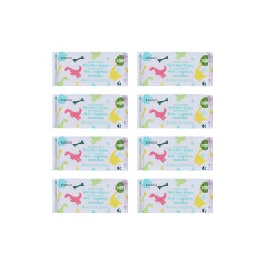 Mini toallitas húmedas de la serie dinosaurio 8 toallitas x 8 paquetes -  Serie Dinosaurios