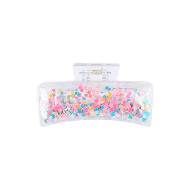 Pinza para cabello miniso serie fairy tale 8cm rectangular transparente confetti corazones -  Miniso