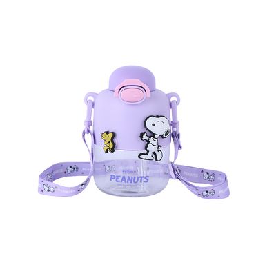 Tomatodo de plástico con correa y tapa abatible 550 ml púrpura serie snoopy -  Snoopy